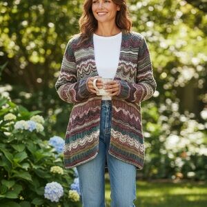 J Jill Wool Blend One Button Cardigan Sweater S